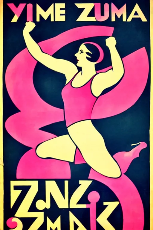 Image similar to 1920s zumba fitness art poster