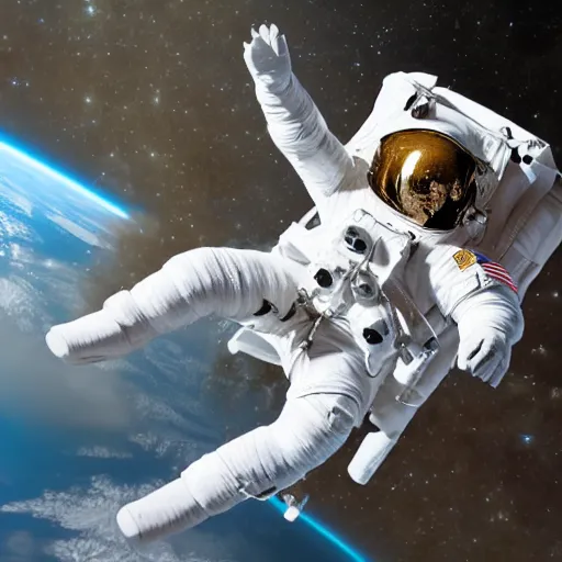 Image similar to real photo of an Among Us astronaut floating through space, realistic, hyper detailed, unreal, 8k