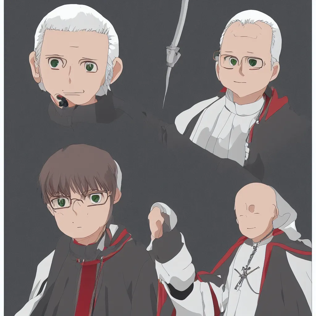 Prompt: John Paul II as an anime character