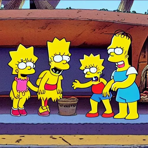 Prompt: the cast of the simpsons in pirates of the carribean