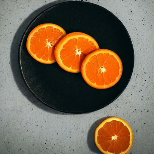 Prompt: a plate of sliced oranges, orange slices, 4 k photography