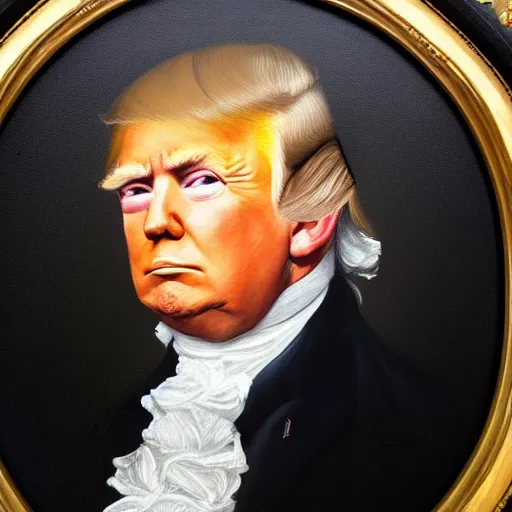 Prompt: oil painting portrait of Donald Trump, Gilbert Stuart style