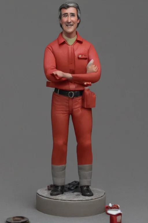 Prompt: a plasticine model of randy mantooth as a clean shaven fire fighter, highly detailed, 8 k,