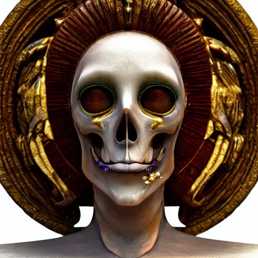 Prompt: perfectly - centered close - up portrait - photograph of goddess of death, cgi, anisotropic filtering, high definition textures, 4 kuhdtv, 8 k resolution, 1 6 k, 3 2 k, meticulous details, maximalist, rendered in blender