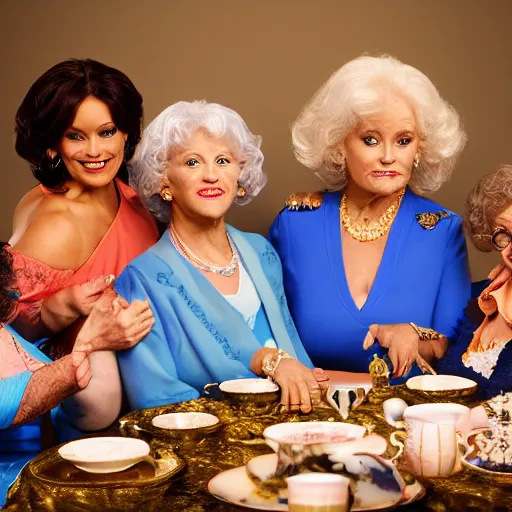 Prompt: john cena and the golden girls heading tea, realistic photography, high detailed