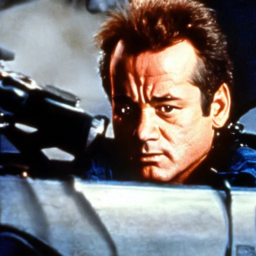 Image similar to bill murray plays the terminator in terminator 2, movie still, promotional shot