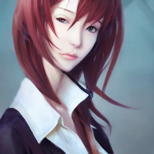 Image similar to kurisu makise, concept art, elegant, ultra highly detailed, digital painting, smooth, sharp focus, artstation, pixiv, art by Ina Wong, artgerm, rossdraws, sakimichan