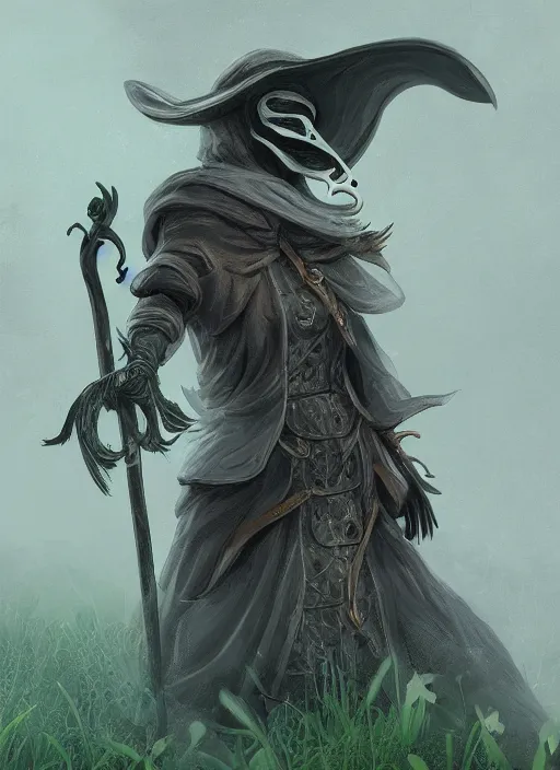 Image similar to a highly detailed illustration of plague doctor mask wearing woman, wielding scythe, surrounded by green mist background, intricate, elegant, highly detailed, centered, digital painting, artstation, concept art, smooth, sharp focus, league of legends concept art, WLOP