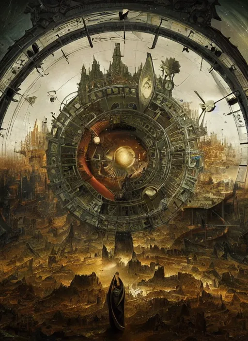 Image similar to the invention of time in intergalactic space, modern fine art, fractal, intricate, elegant, highly detailed,, by jheronimus bosch and greg rutkowski,