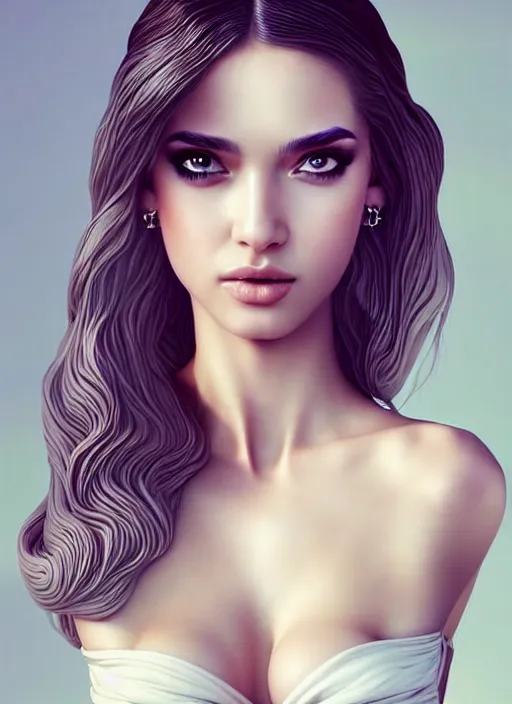 Image similar to a gorgeous greek female photo, professionally retouched, soft lighting, realistic, smooth face, full body shot, torso, dress, perfect eyes, sharp focus on eyes, 8 k, high definition, insanely detailed, intricate, elegant, art by artgerm and jason chan