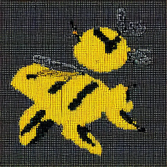Prompt: bee, pixelated, flying