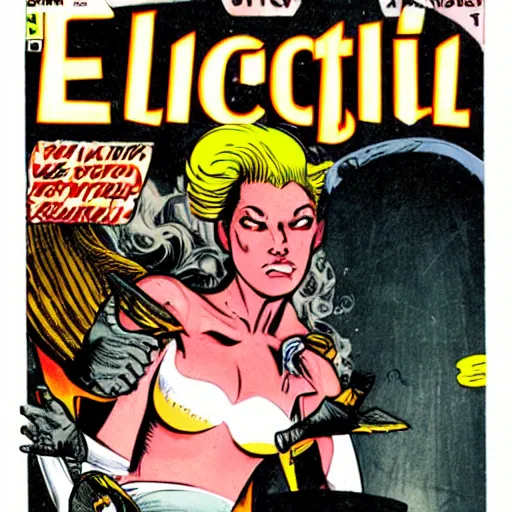 Image similar to comic book cover of the first edition of Electric Angel, published by 111 comics in 1011