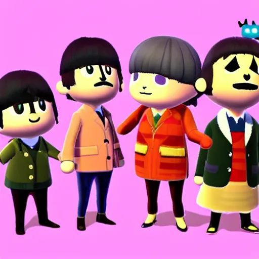 Image similar to the beatles in animal crossing