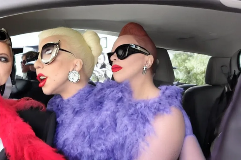 Image similar to lady gaga and judy garland carpool karaoke