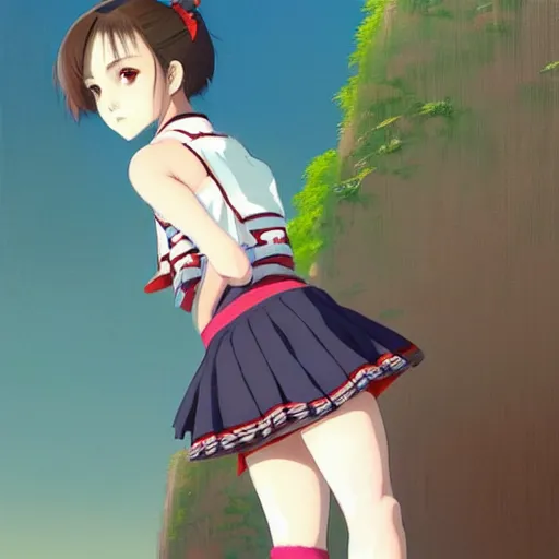 Image similar to a beautiful! boyish! natalie portman alluring gravure! model, wearing japanese school girl outfit with mayan pattern and native style, aztec street fashion, gapmoe yandere grimdark, trending on pixiv fanbox, painted by greg rutkowski makoto shinkai takashi takeuchi studio ghibli, akihiko yoshida