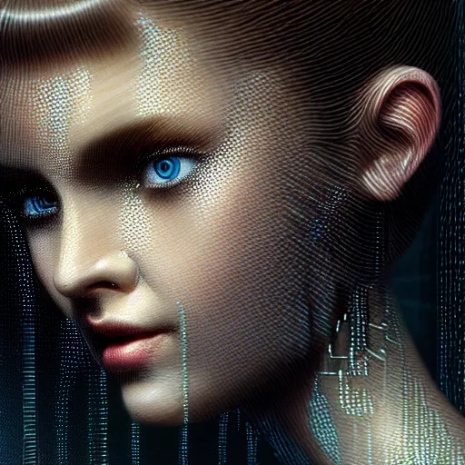 Prompt: ultra realist intricate detailed painting of a female upclose in a room full of cryo pods, blade runner, sci - fi, very intricate details, 8 k resolution, volumetric lighting, artstyle hiraku tanaka, award winning