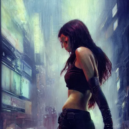 Image similar to bella thorne and megan fox waling, hyperrealistic full figure, bladerunner street, art of elysium by jeremy mann and frank frazetta, fantasy art, photo realistic, dynamic lighting, artstation, full figure poster, volumetric lighting, very detailed face, 4 k, award winning