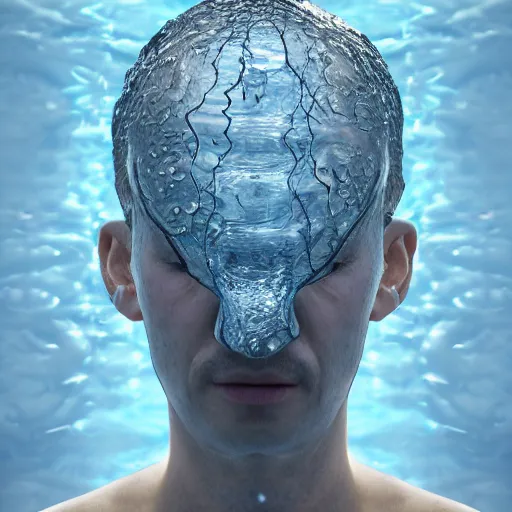 Prompt: water in the shape of a human head on the ocean, water manipulation photoshop, behance, ray tracing, cinematic, in the style of johnson tsang, long shot, hyper detailed, hyper realistic, 8 k resolution, sharp focus, realistic water, award winning