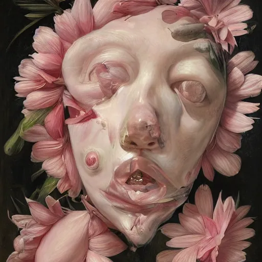 Image similar to A real heart with flowers , by jenny saville