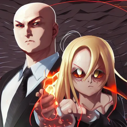 Image similar to portrait of agent 4 7 wielding the curse magecraft, geis, anime fantasy illustration by tomoyuki yamasaki, kyoto studio, madhouse, ufotable, trending on artstation