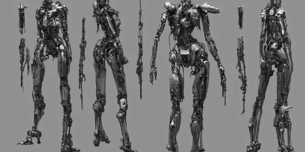 Image similar to bone head design girl full body cyborg , character sheet, Moebius, Greg Rutkowski, Zabrocki, Karlkka, Jayison Devadas, Phuoc Quan, trending on Artstation, 8K, ultra wide angle, zenith view, pincushion lens effect.