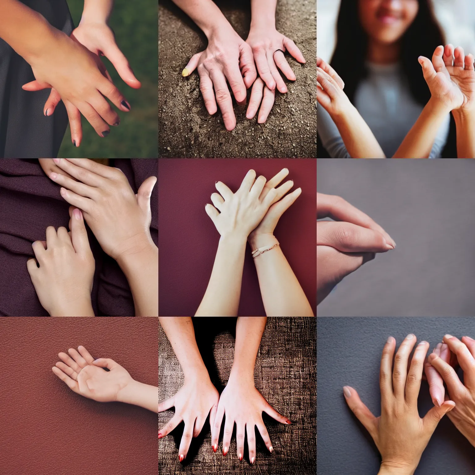 Prompt: close-up photo of women hand