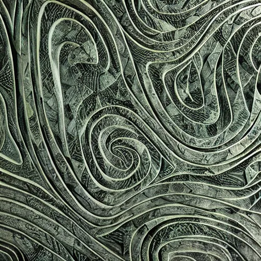 Image similar to thin lines, fractals, lichen macro, serpentine twisty maze, carved soapstone ceiling relief paneling white and pale green