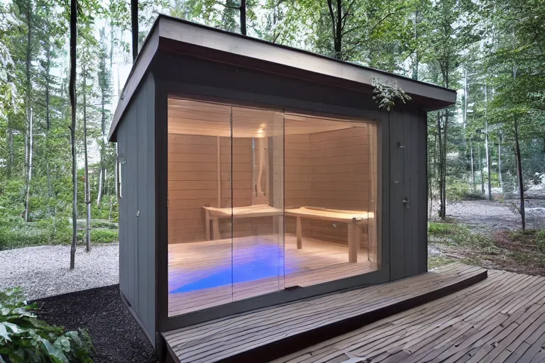 Image similar to unique modern finnish sauna in a backyard