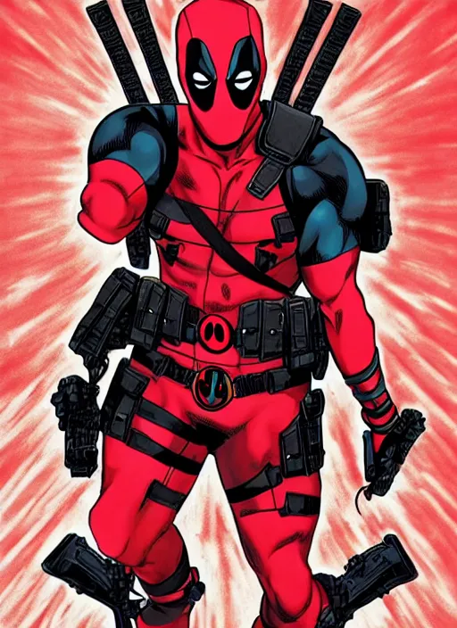 Prompt: deadpool by Hirohiko Araki