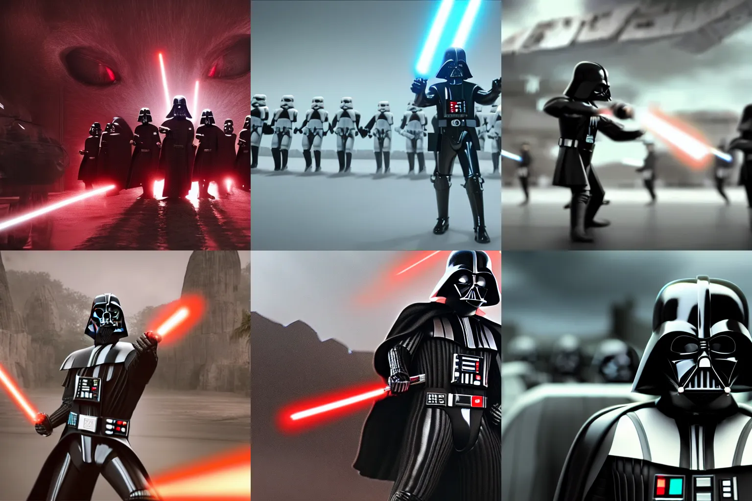 Prompt: Darth Vader's cat commanding stormtroopers, 4k, cinematic, detailed