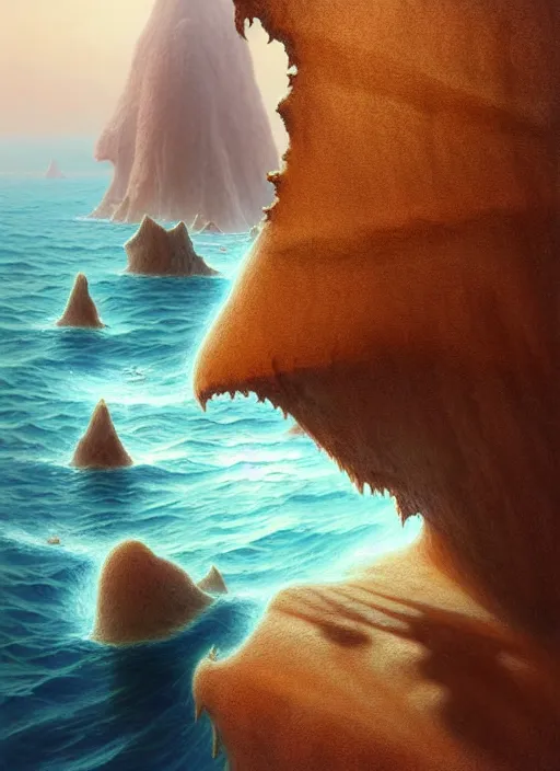 Prompt: a hyper - detailed 3 d render of the aquatic - cliffs of the great sand sea, surrealism!!!!! surreal concept art, lifelike, photorealistic, digital painting, aesthetic, smooth, sharp focus, artstation hd, by greg rutkowski, bruce pennington, valentina remenar and asher duran,