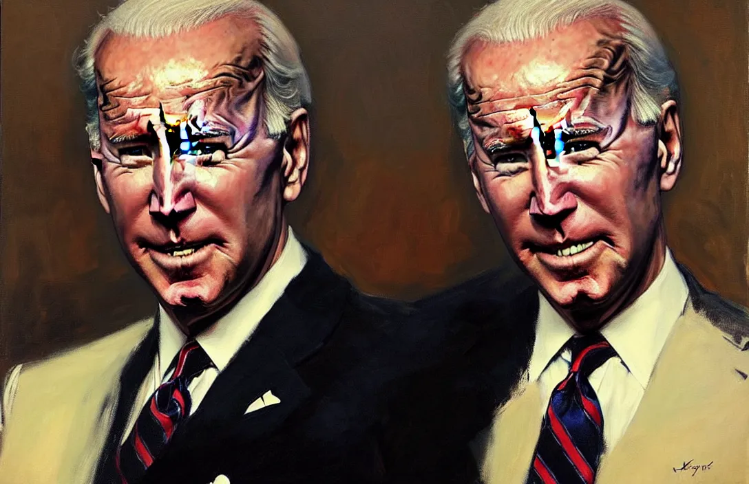 Image similar to portrait of joe biden!!!!!!!!!!!!!!!!!!!!!!!!!!!, detailed face, detailed painting,, epic lighting, by ilya repin, phil hale and kent williams