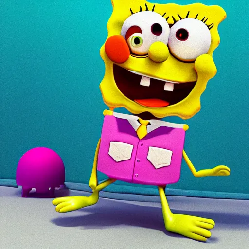 Image similar to spongebob, 3 d, blender, by beeple,