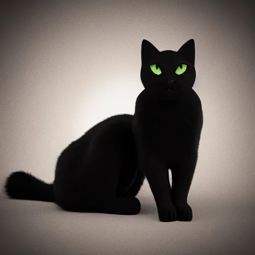 Image similar to A 3D render of a black cat, ultra high detail, 8k,