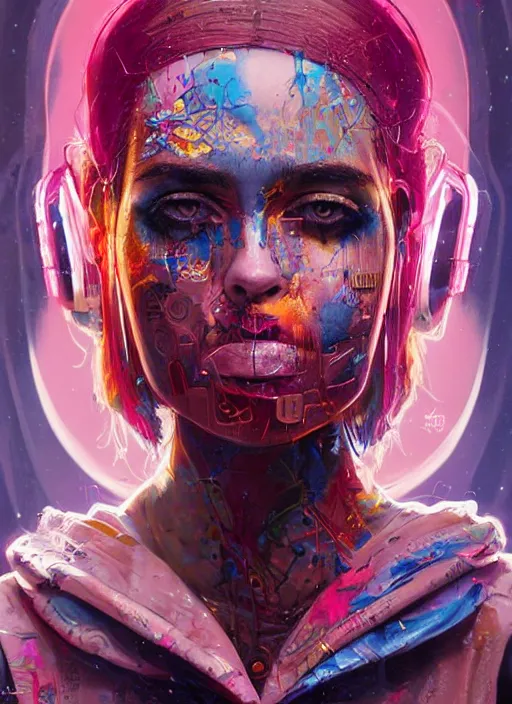 Image similar to beautiful portrait of Lofi cyberpunk jaydayoungan, by Tristan Eaton, Stanley Artgermm, Tom Bagshaw, Greg Rutkowski, Carne Griffiths. trending on DeviantArt, face enhance, hyper detailed, trending on Artstation, 8k, masterpiece, graffiti paint, fine detail, full of color, intricate detail, golden ratio illustration