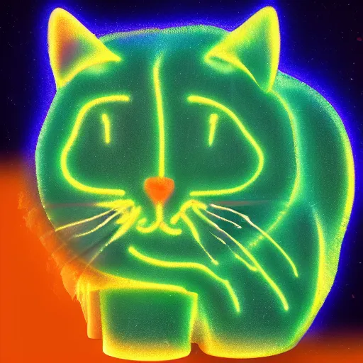 Prompt: a jello textured cat, glowing