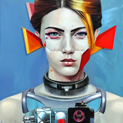 Image similar to portrait of female android, by sandra chevrier and fra angelico