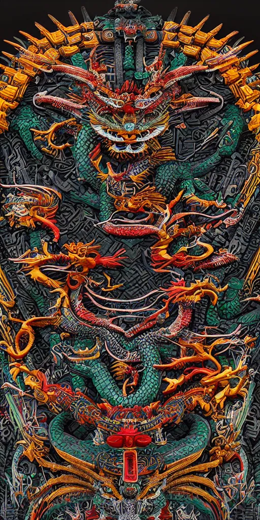 Prompt: bauhaus aztec dragon temple 4 k
