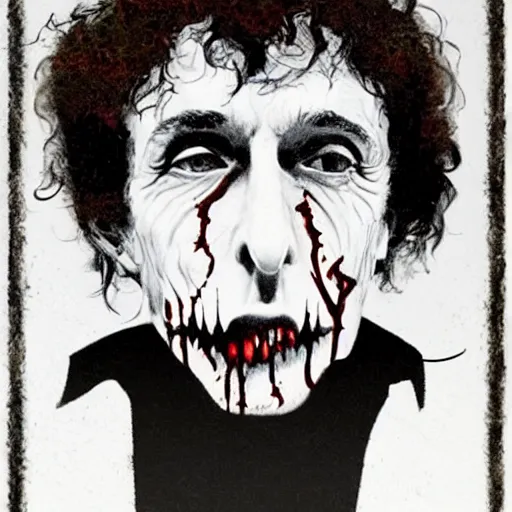Prompt: bob dylan as a zombie