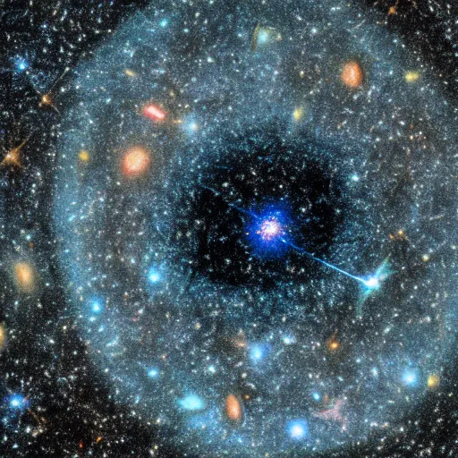 Image similar to an organism composed of galaxies seen under a telescope