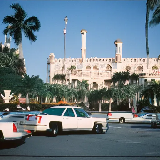 Image similar to photo of Mar-a-Lago being raided by fbi, cinestill, 800t, 35mm, full-HD