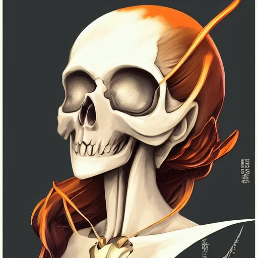 Image similar to anime manga skull portrait young woman skeleton, sonic hedgehog, intricate, elegant, highly detailed, digital art, ffffound, art by JC Leyendecker and sachin teng