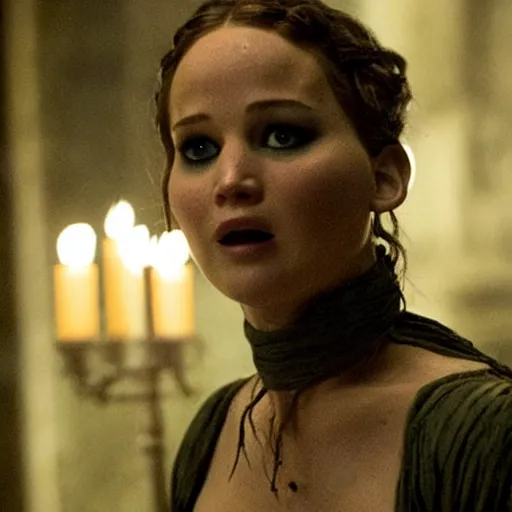 Image similar to jennifer lawrence is frankenstein's monster, still from the movie mary shelley's frankenstein