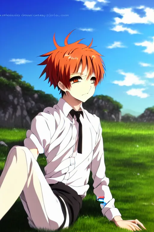 Red haired anime character illustration, Karma Akabane