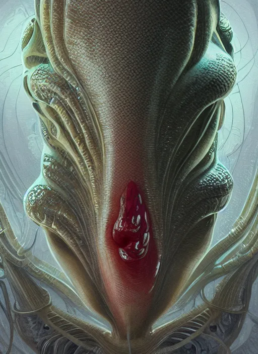 Image similar to elon musk as slimy mollusk, drool, character concept, intricate, elegant, highly detailed, digital painting, artstation, concept art, wallpaper, smooth, sharp focus, illustration, art by h. r. giger and artgerm and greg rutkowski and alphonse mucha