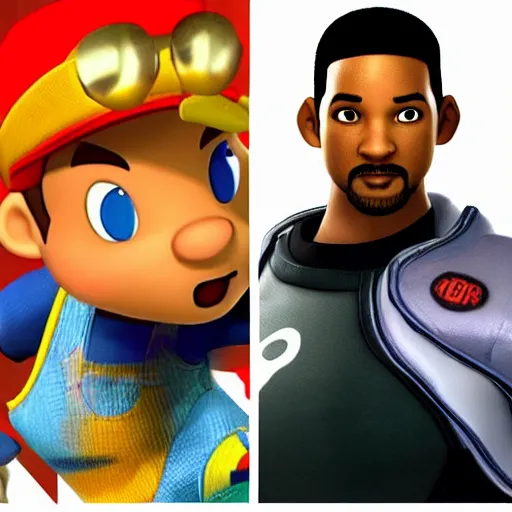 Image similar to Will Smith as a character in Super Smash Bros