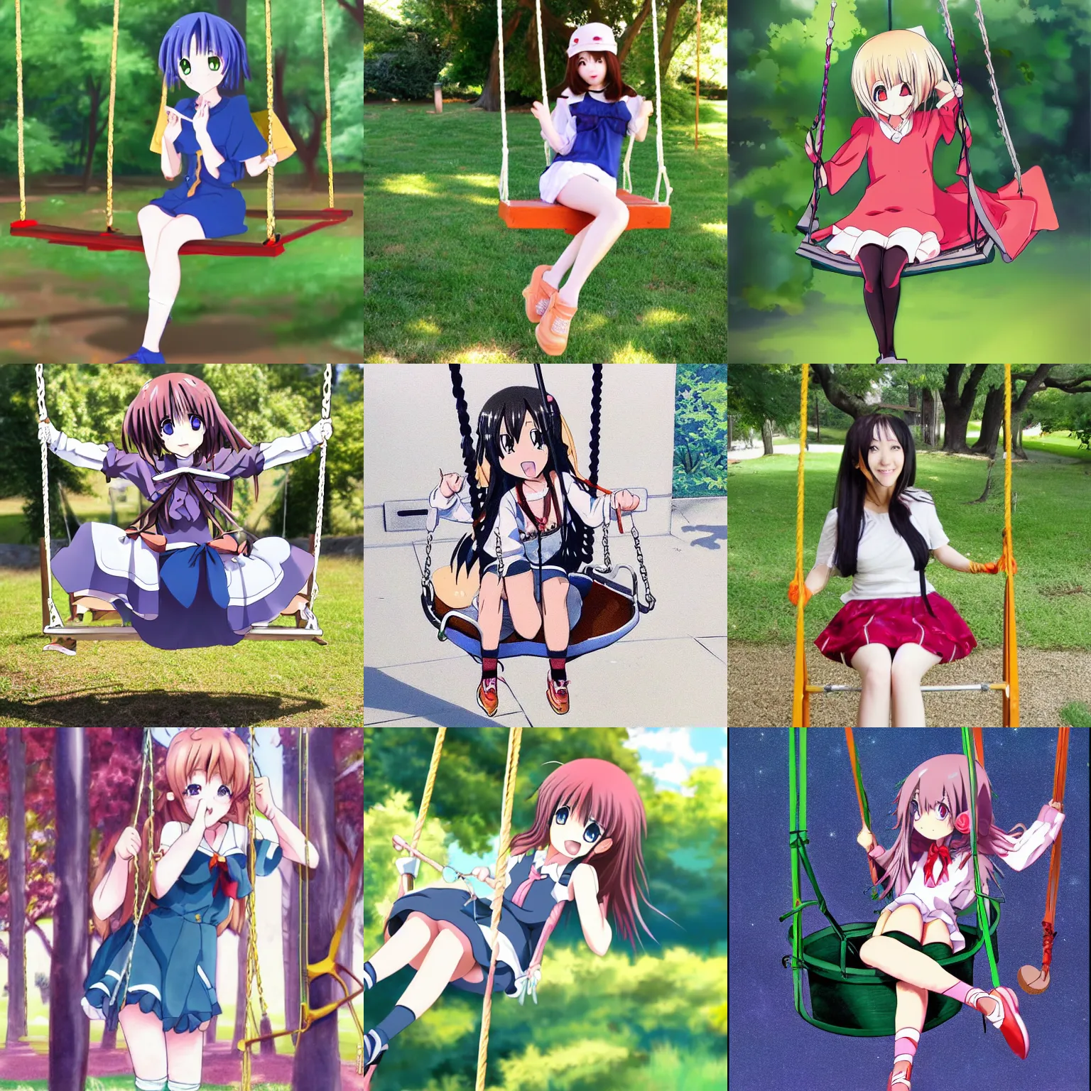 Prompt: anime girl in a swing