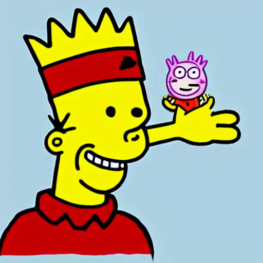 Prompt: Bart Simpson painted in Peppa Pig style