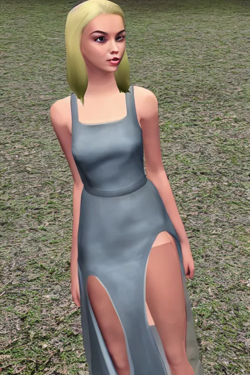 Image similar to beautiful blonde model wearing valentino resort ss 2 0 1 6 dress in a lofi 3 d psx rpg style, fashion gameplay screenshot, highly detailed