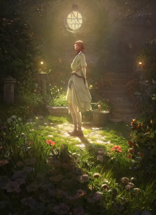 Image similar to a portrait of the emerald herald in the garden, intricate, tone mapped, ambient lighting, highly detailed, digital painting, concept art, sharp focus, by makoto shinkai and akihiko yoshida and wlop